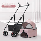 3-in-1 Folding Dog Stroller (4-Wheel, Detachable Carrier)
