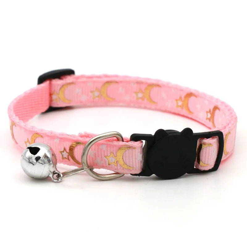 Star & Moon Charm Bell Collar for Cats