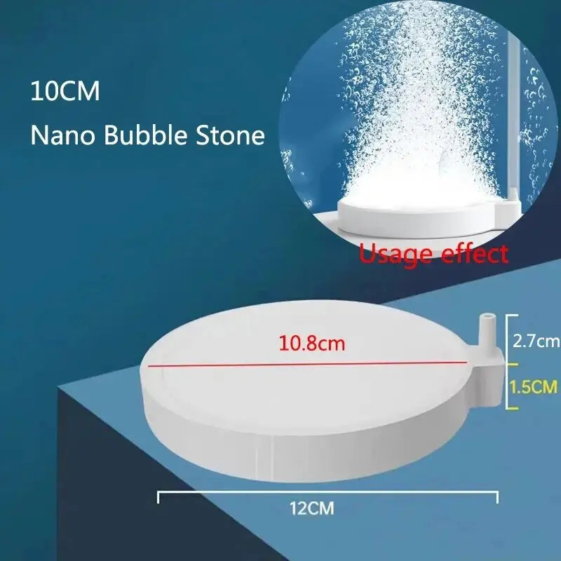 Round Aquarium Air Stone Disk (35–100mm, Fine Bubbles, 1–2 Pack)