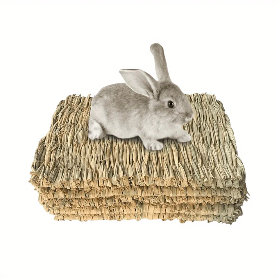 Handwoven Grass Mat — Natural Chew Bed for Rabbits & Guinea Pigs