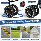 Lightweight Folding Double Pet Stroller for 2 Dogs or Cats with 4 Lockable Wheels