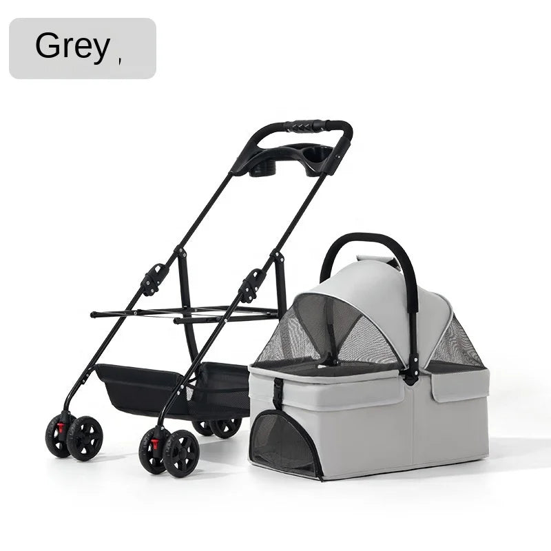 Outdoor Foldable Jogger Pet Stroller Trolley for Medium & Large Dogs & Cats — Large Capacity Travel Carrier