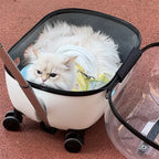 Transparent Window Foldable Pet Stroller Trolley for Dogs & Cats — Lightweight Compact Wheeled Travel Carrier