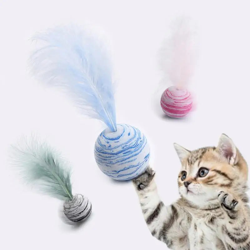 Star Ball & Feather Foam Cat Toy — Interactive Throwing & Teaser Toy for Cats