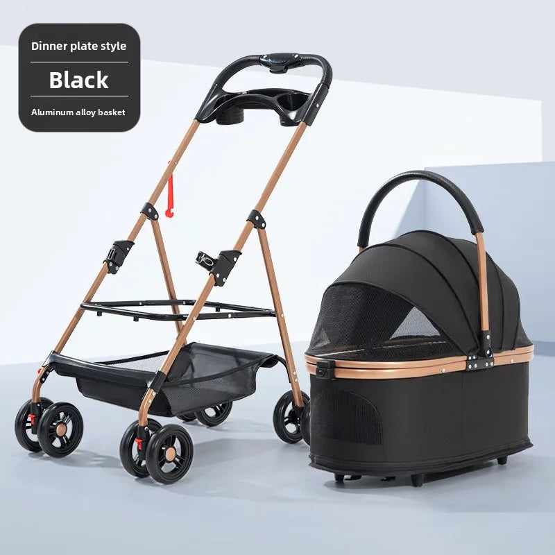 Lightweight Foldable Pet Stroller Cart for Dogs & Cats — Versatile Outdoor Travel Dog & Cat Stroller