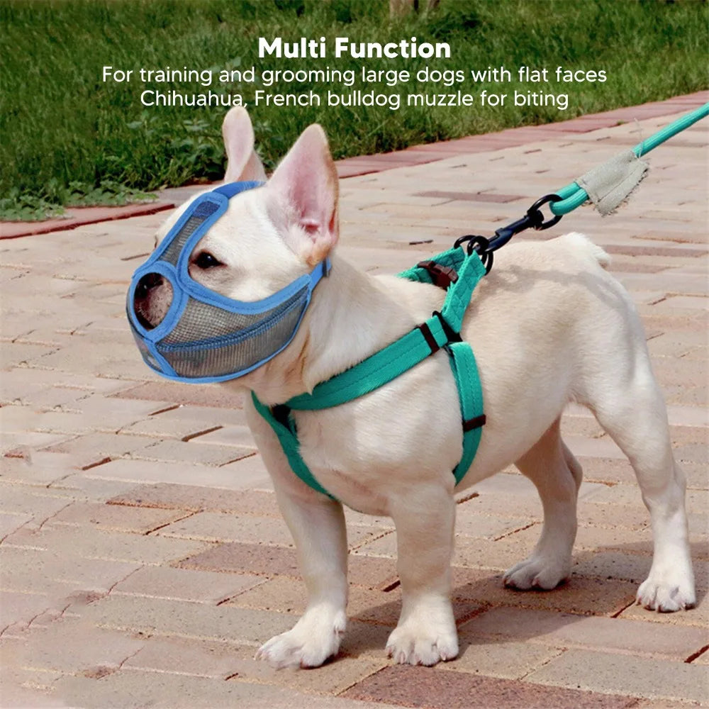 Short Snout Dog Muzzle for Pugs & Bulldogs (Breathable, Soft, Anti-Bite)
