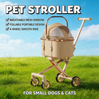 Separable Pet Stroller with One-Click Fold, Anti-Tipping Design & Lightweight Frame for Cats & Dogs