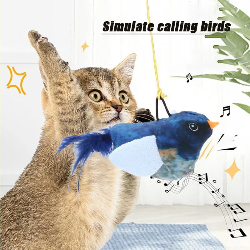 Chirping Plush Bird Hanging Cat Toy