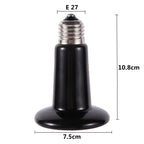 Ceramic Infrared Heat Lamp for Reptiles — No-Light Heating Bulb, 110V/220V, 25W–200W