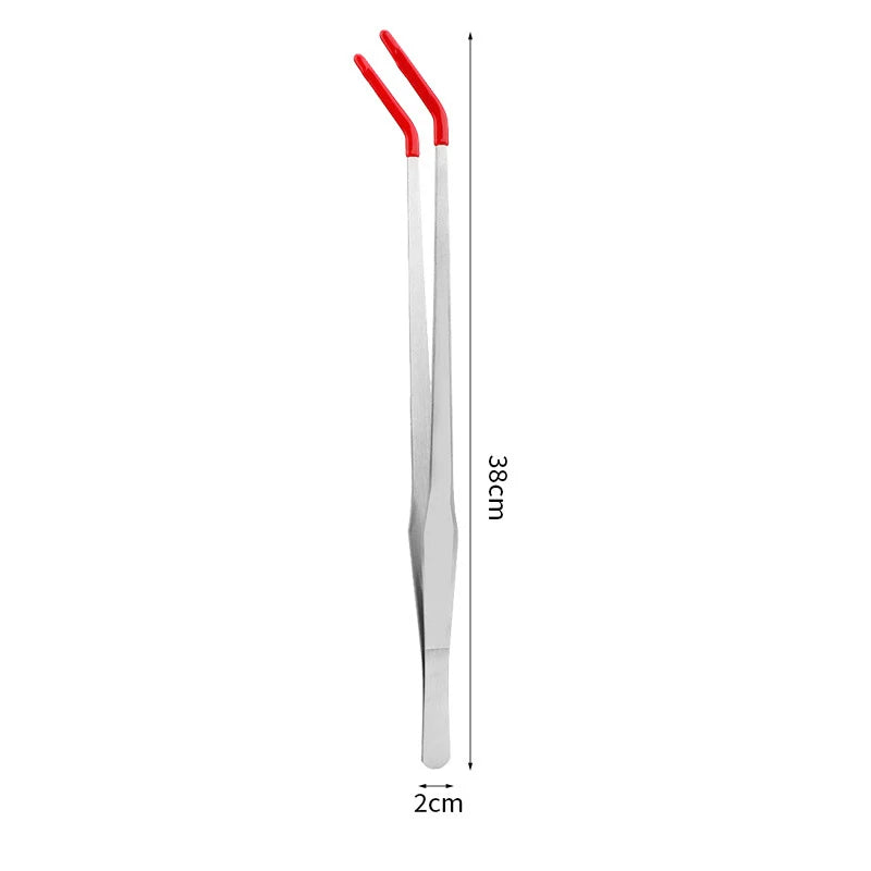 Stainless Steel Pet Feeding Tongs — Rubber-Tipped Tweezers for Reptiles