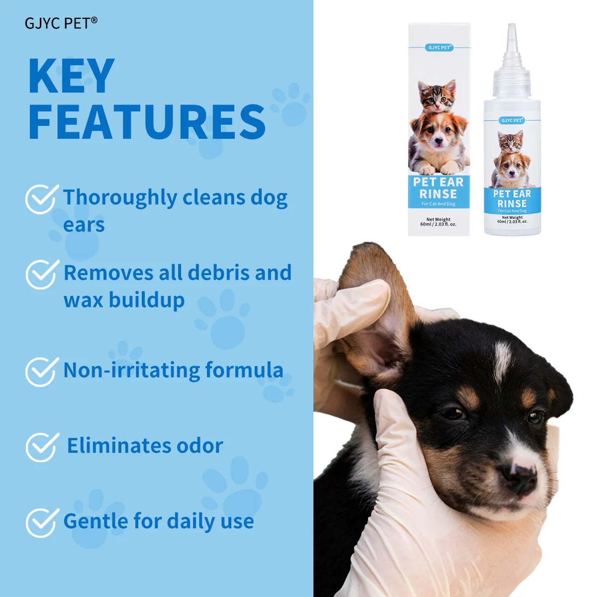 Natural Pet Ear Cleaner — Gentle Wax & Odor Solution for Dogs & Cats