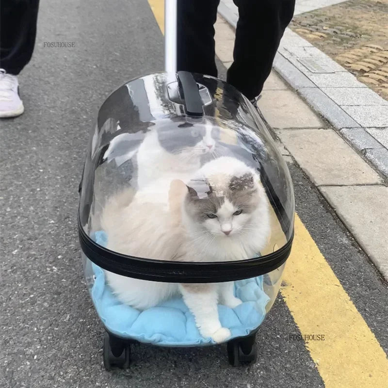 Transparent Window Foldable Pet Stroller Trolley for Dogs & Cats — Lightweight Compact Wheeled Travel Carrier
