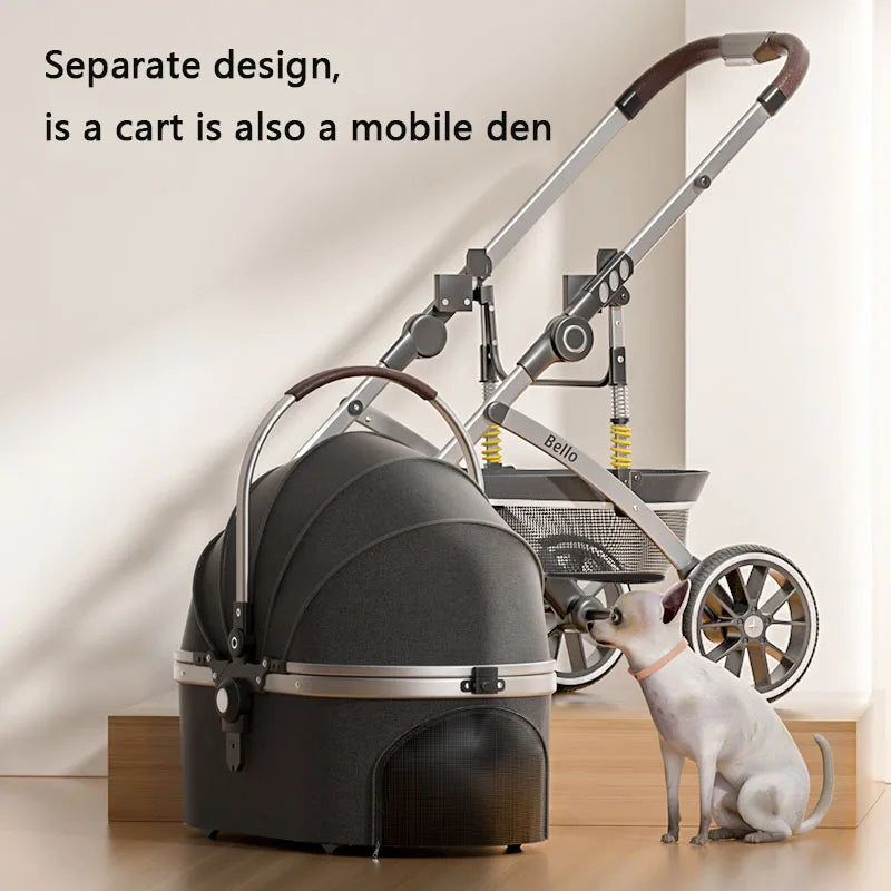 Bello Pet Trolley Stroller for Dogs & Cats — Multi-Function Travel Cart with Carrier Compartment