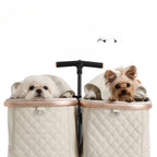 Double-Seat Foldable Pet Stroller for Two Small Dogs with Independent Baskets & Detachable Cat Stroller