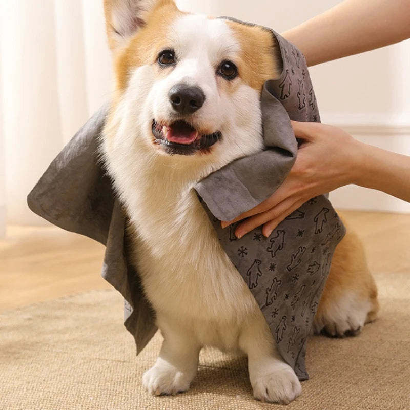 Imitation Deerskin Pet Drying Towel — Large Absorbent Quick-Dry Towel