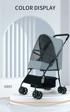 High-Quality Folding Four-Wheel Pet Stroller Carriage — Easy-Walk Outdoor Carrier for Dogs & Cats