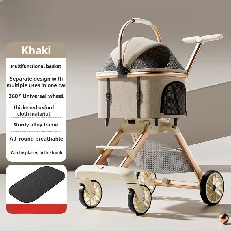 Portable Detachable Foldable Cat & Dog Stroller Cart for Outdoor Travel