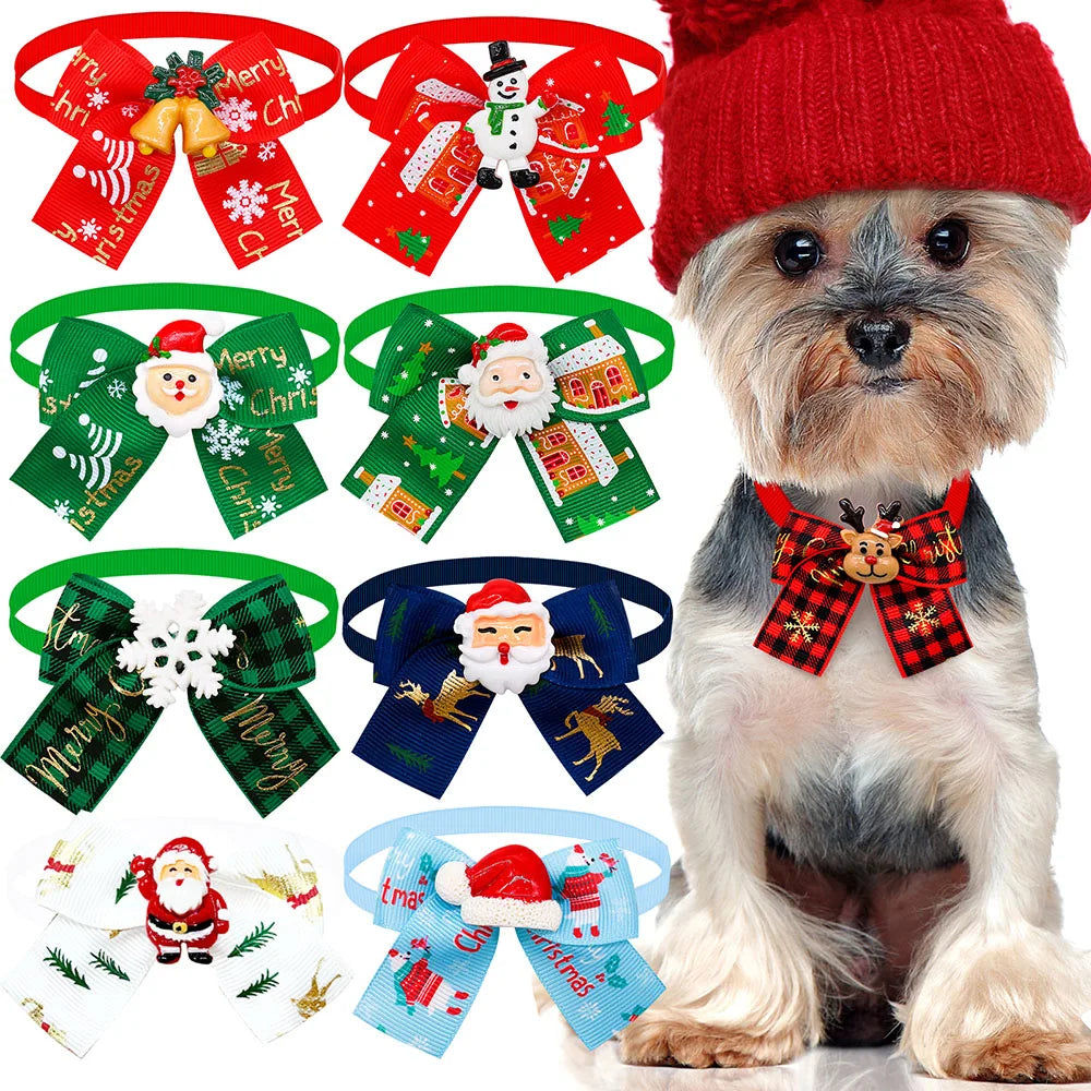 Fashion Christmas Dog Bowtie 50-Pack (Grooming Accessory)