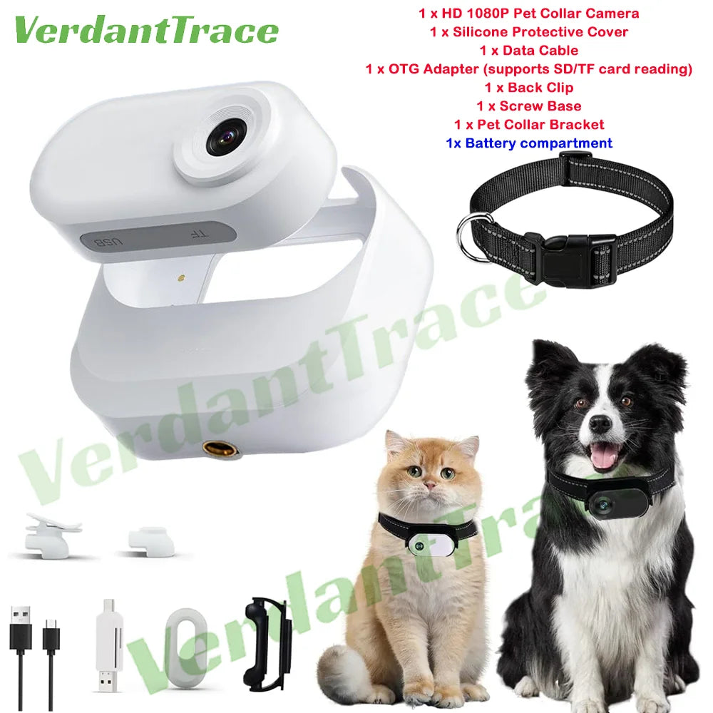 VerdantTrace VTA1 HD 1080P Pet Collar Action Camera - Lightweight Mini Body Cam