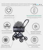 Portable Foldable Pet Stroller for Small Cats & Dogs with All-Terrain Wheels & Adjustable Handle