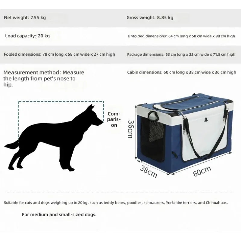 Large-Space Portable Foldable Pet Stroller with Detachable Design for Multiple Pets — Dog & Cat Carriage