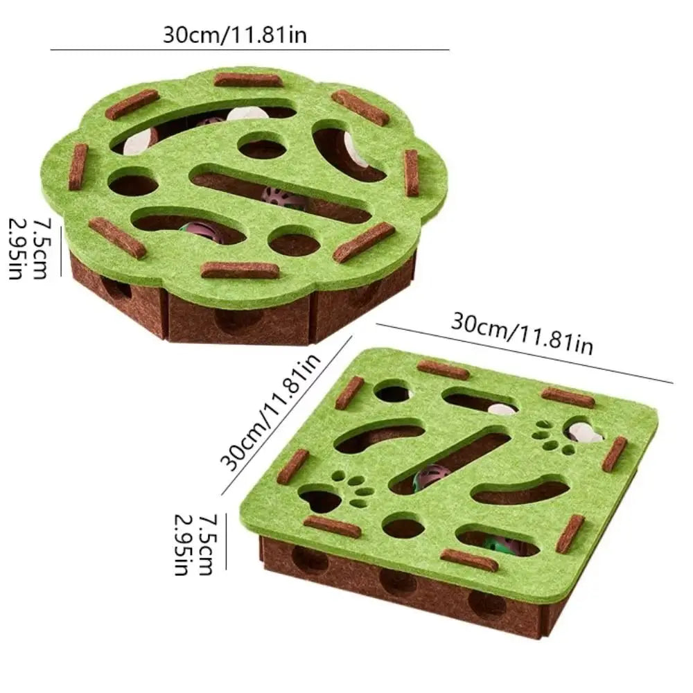 Cat Scratching Post with Felt Puzzle Box — 2-in-1 Enrichment Toy