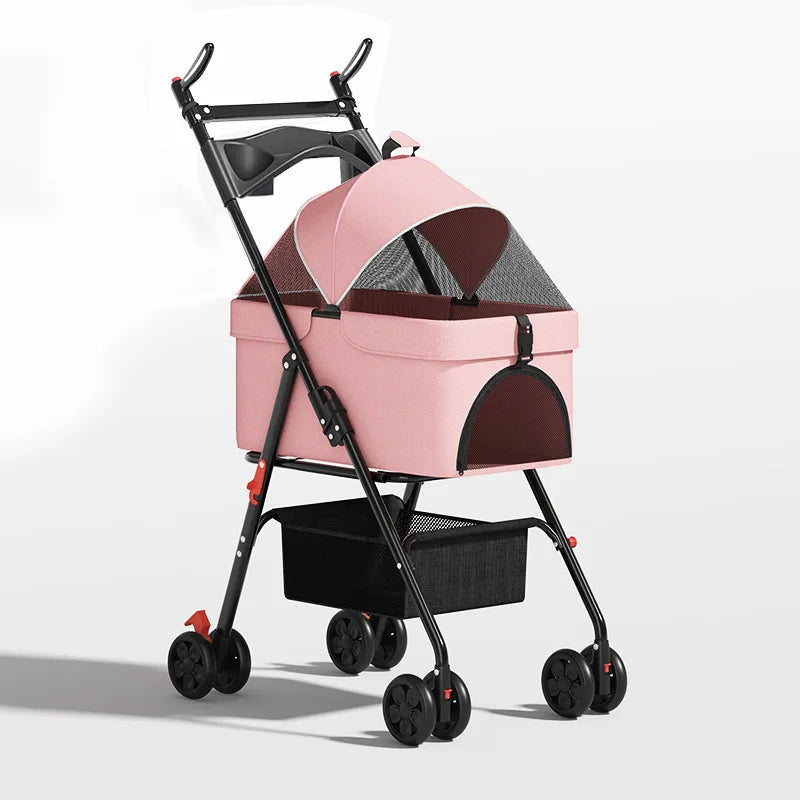 Detachable Lightweight Foldable Pet Cart for Teddy Dogs & Cats — Small Outdoor Going-Out Carrier