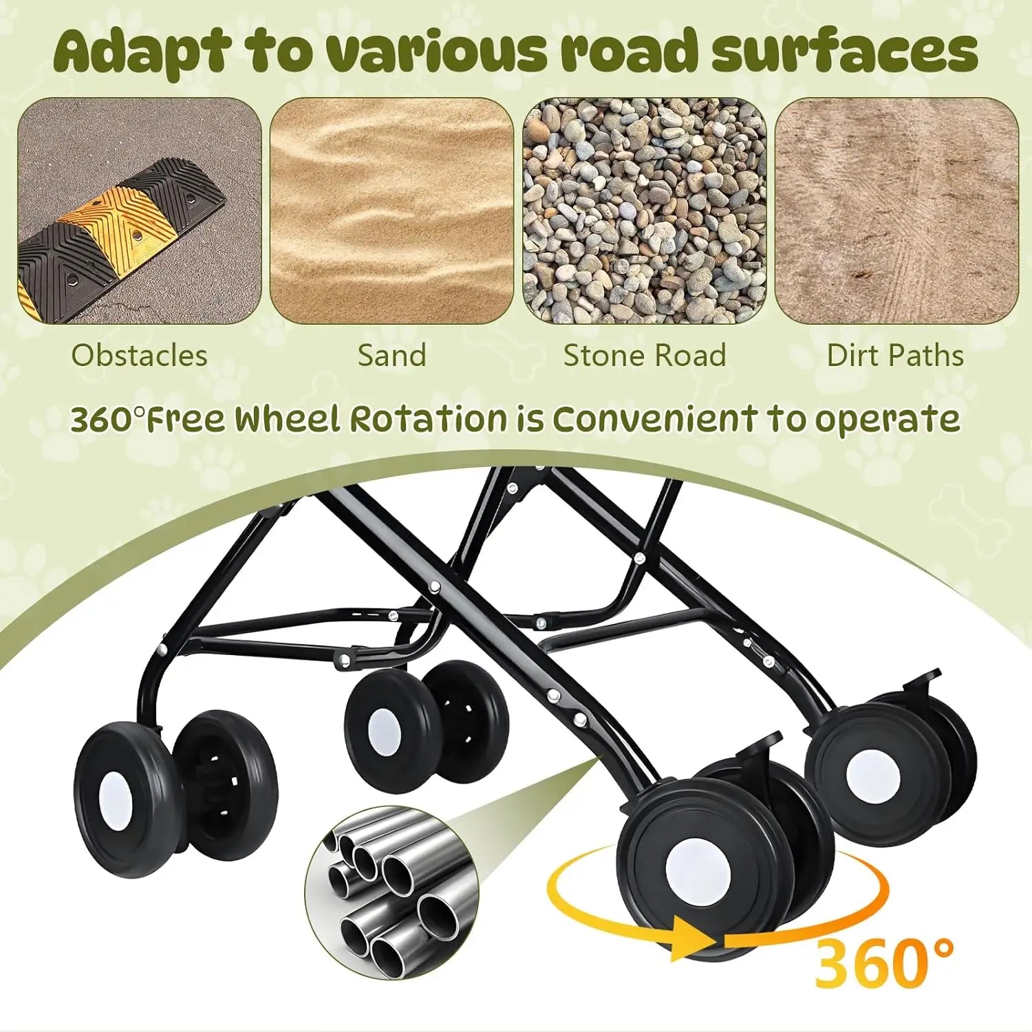 Double Pet Stroller for 2 Dogs & Cats — Foldable Travel Carriage with Detachable Carriers, Safety Belts & 4 Lockable Wheels