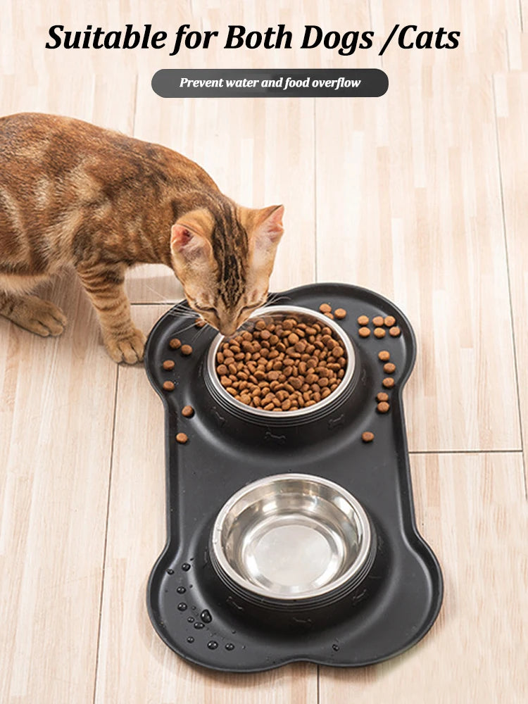 Stainless Steel Double Pet Bowl Set