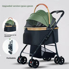 Foldable Pet Stroller with Detachable Cage for Teddy Dogs & Cats — Lightweight Outdoor Travel Trolley