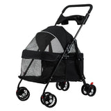 Pet Dog Cat Stroller, Outdoor Travel Pet Folding Stroller with Cup Holder, Breathable Visible Mesh Stroller for Medium Small Dog