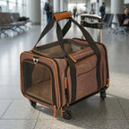 Rolling Mesh-Window Pet Carrier with All-Around Breathable Panels