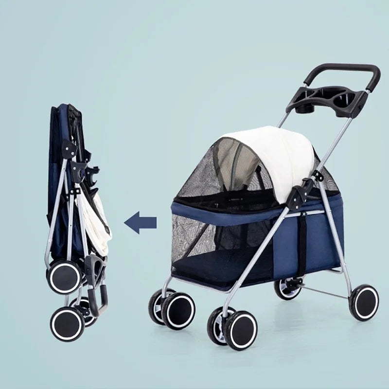 Portable Folding Pet Stroller for Cats, Dogs, Rabbits & Hamsters