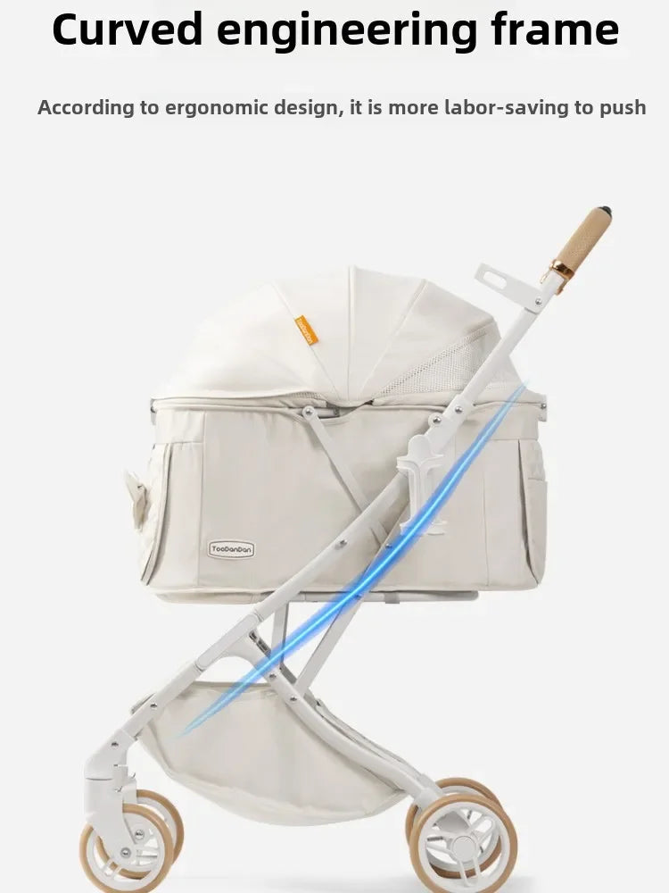 Breathable Convenient-Folding Puppy Stroller for Small & Medium Dogs
