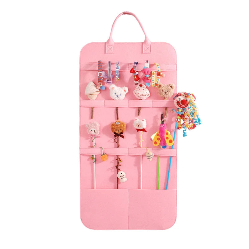 Pet Toy Storage Bag Organizer — Multi-Compartment Holder for Toys & Combs