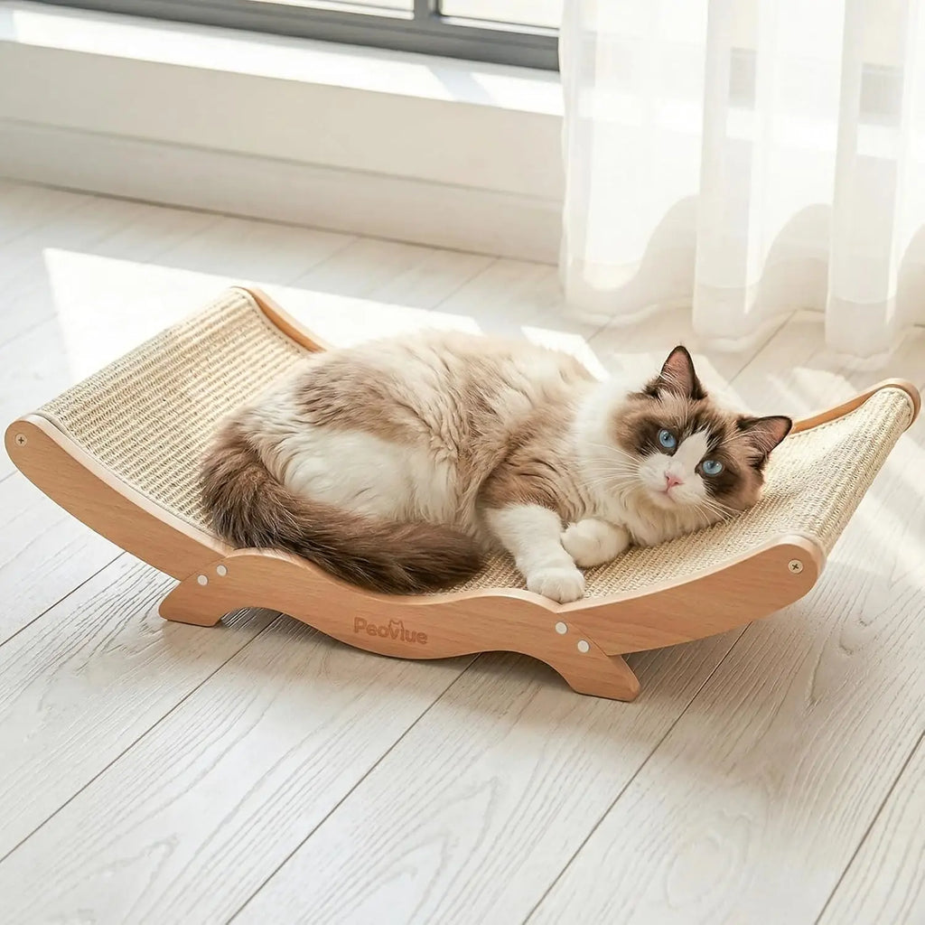 Cat Scratcher Lounge with Sisal Pad & Wooden Hammock