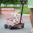 Lightweight Folding 4-Wheel Rolling Cat Carrier Trolley with Shock-Absorbing Wheels