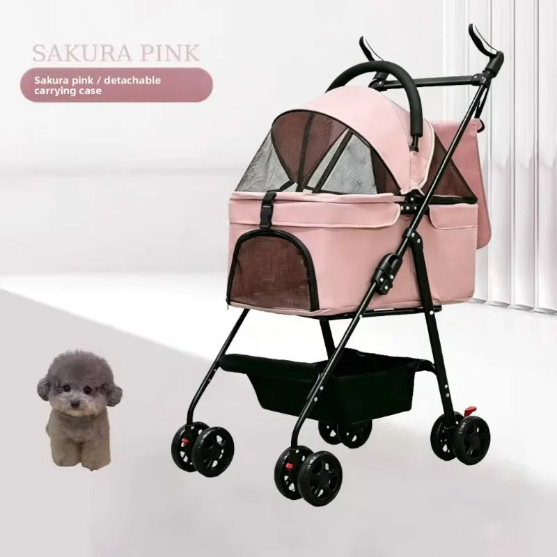 Detachable Washable Pet Stroller Trolley for Small & Medium Dogs & Cats — Lightweight Travel Carrier