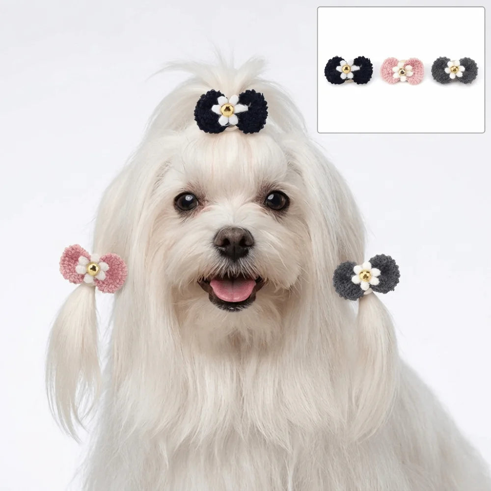 Dog Hair Bow Set 12-Pack (Elastic Band, Various Colors)