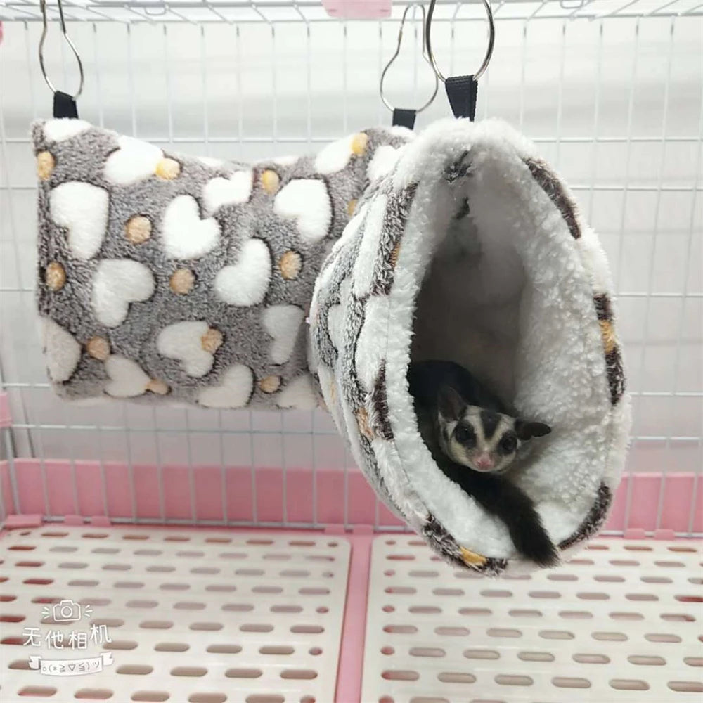 Plush Hammock Tunnel — Cozy Cage Hideout for Hamsters & Small Pets