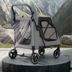 Acrylic Panel Waterproof Breathable Pet Stroller for Small Dogs & Cats