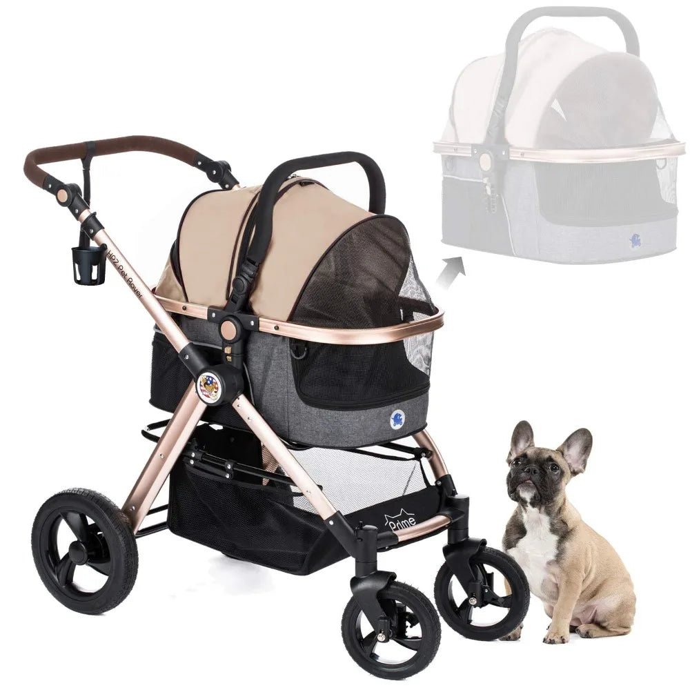 Pet Rover Prime 3-in-1 Luxury Dog & Cat Stroller — Travel Carrier, Car Seat & Stroller with Detachable Carrier