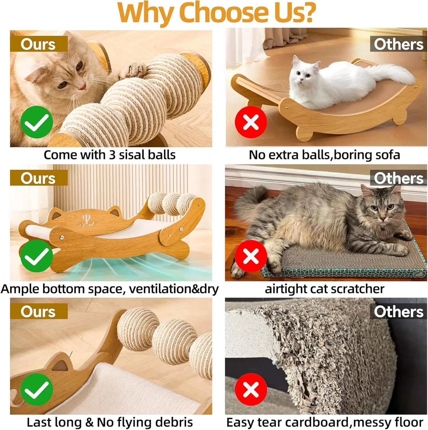 3-in-1 Cat Scratcher Bed with Hammock & Replacement Pad