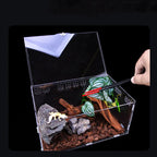 Acrylic Reptile Breeding Box — Magnetic Anti-Escape Feeding Cage