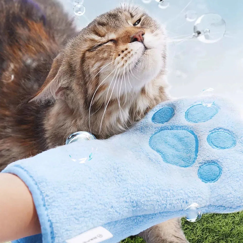 Coral Fleece Pet Towel Glove — Quick-Drying Absorbent Cleaning Cloth