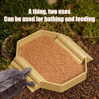 2-in-1 Anti-Slip Tortoise Water Dish — Bathing & Feeding Bowl with Ramp