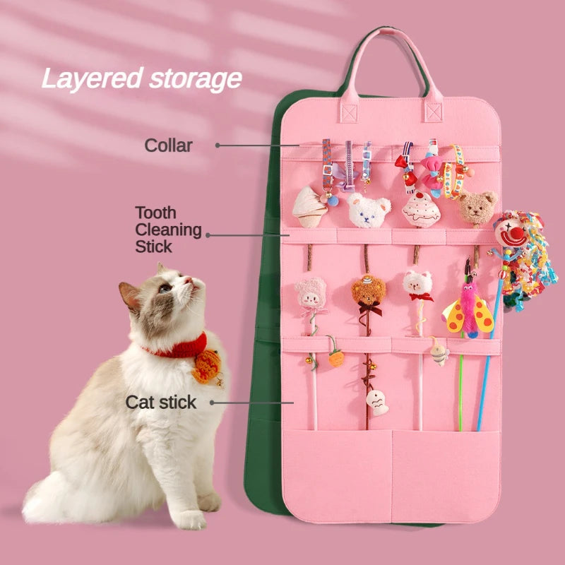 Pet Toy Storage Bag Organizer — Multi-Compartment Holder for Toys & Combs