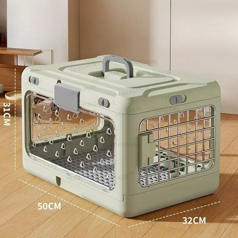 Portable Folding Pet Carrier Breathable Cat Dog Travel Bag Car Use Pet Air Box Foldable Going‑out Handbag Pet Transport Case