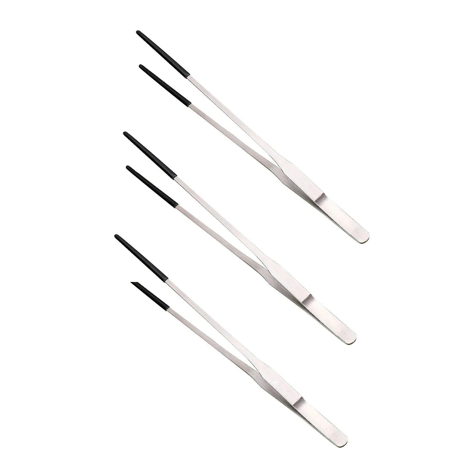 Stainless Steel Reptile Feeding Tongs — 10.6in Straight & Curved Tweezers