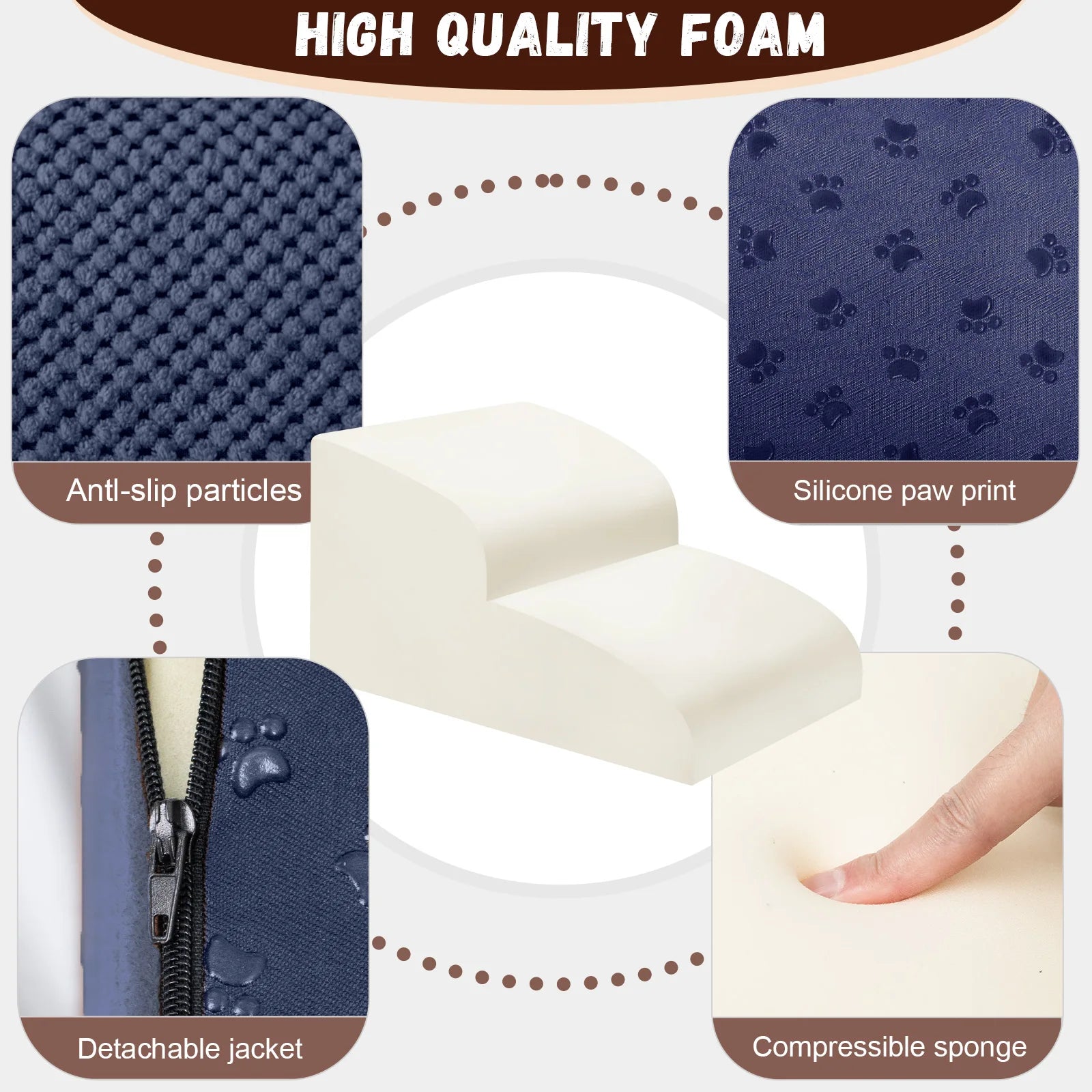 2-in-1 Foam Dog Stairs & Ramp, Extra-Wide Non-Slip